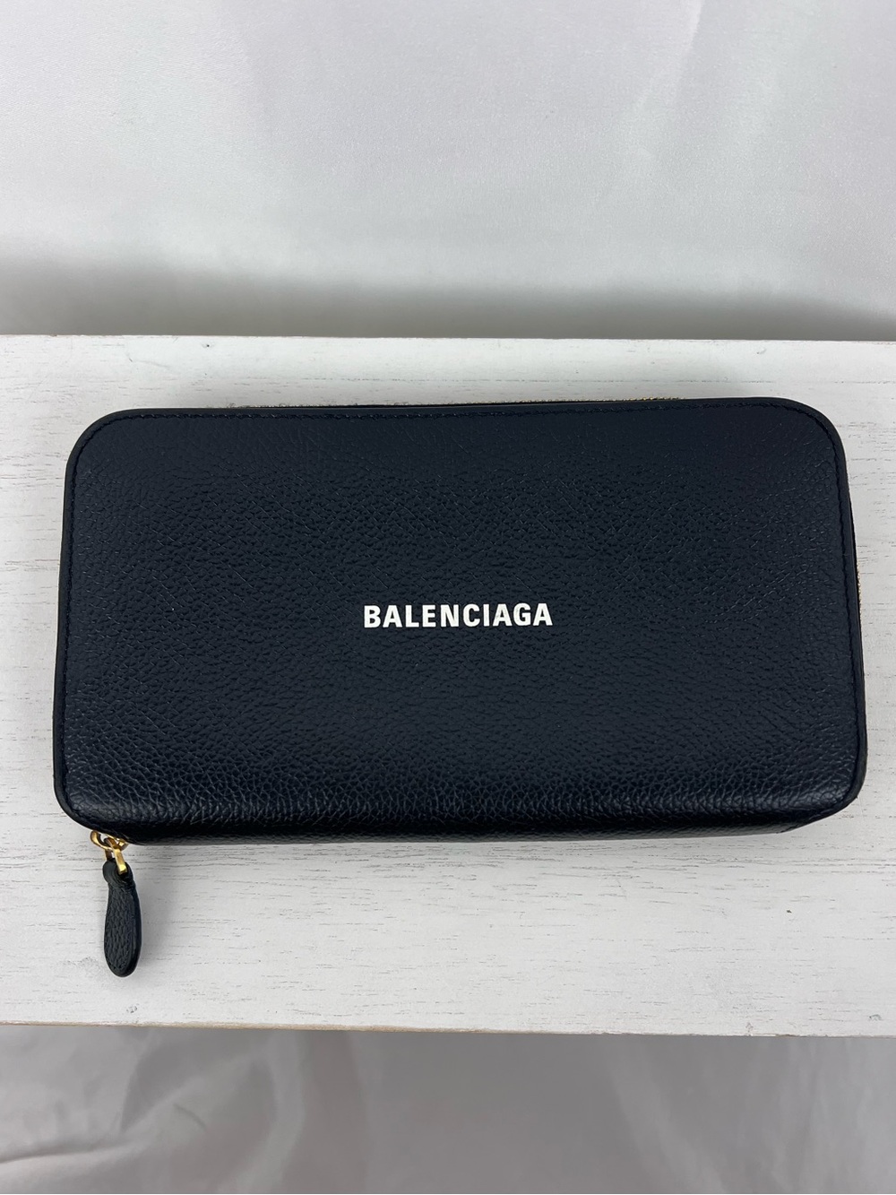 BALENCIAGA Cash Continental Leather Zip around Long Wallet